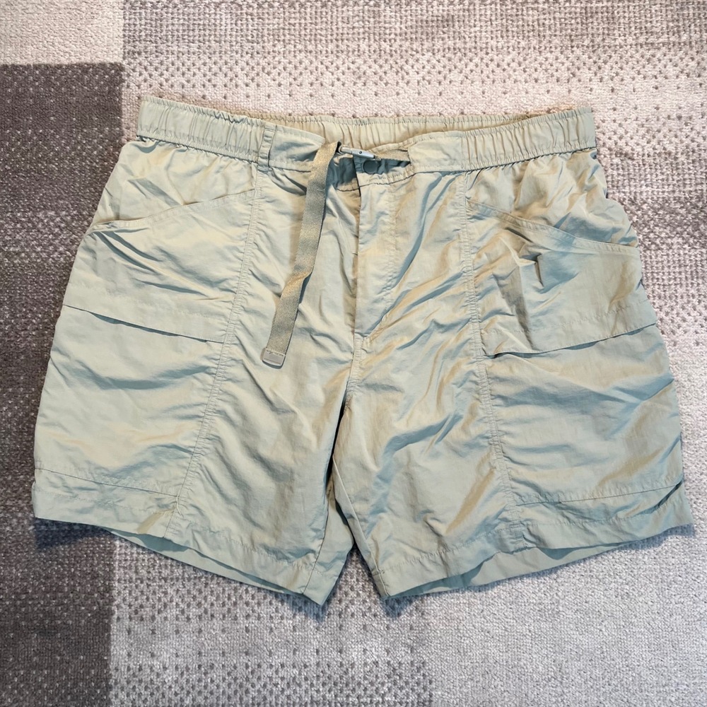 Eddie Bauer‎ Mens XXL Tan Nylon Hiking Shorts Belted Elastic Waist Utility Trail